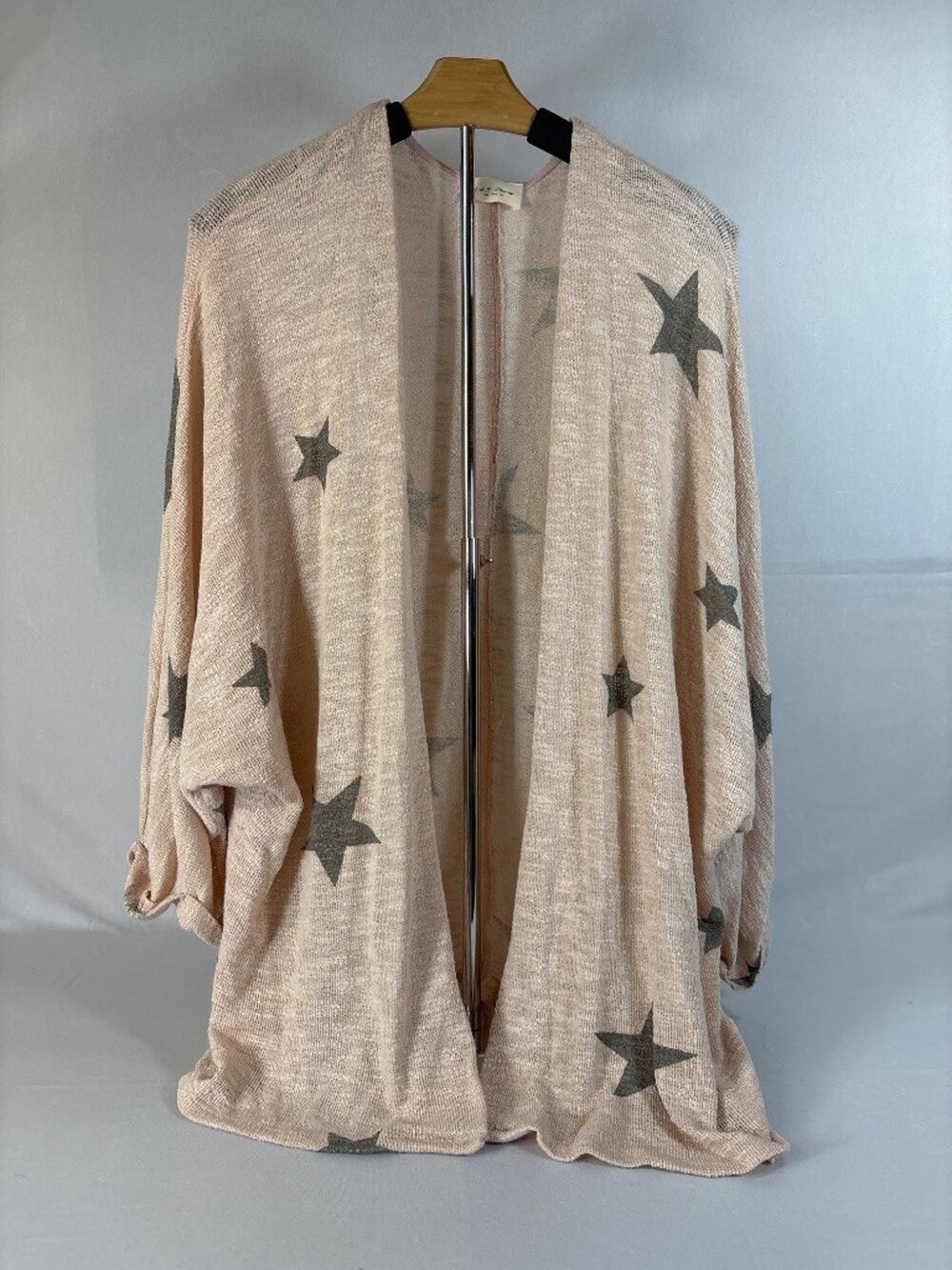 143 Story by Line Up Star Print Blush Pink Open Cardigan Duster Size L